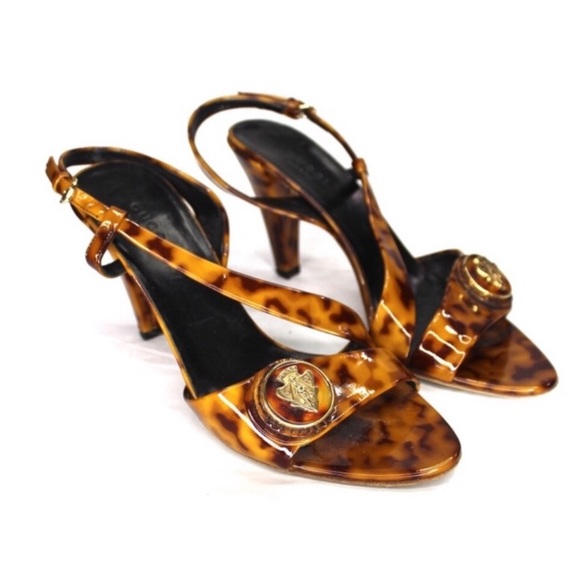 Gucci Shoes - Gucci Tortoise Shell Patent Slingback Sandals